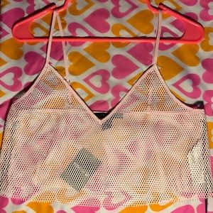 Light Pink Mesh Crop Top
